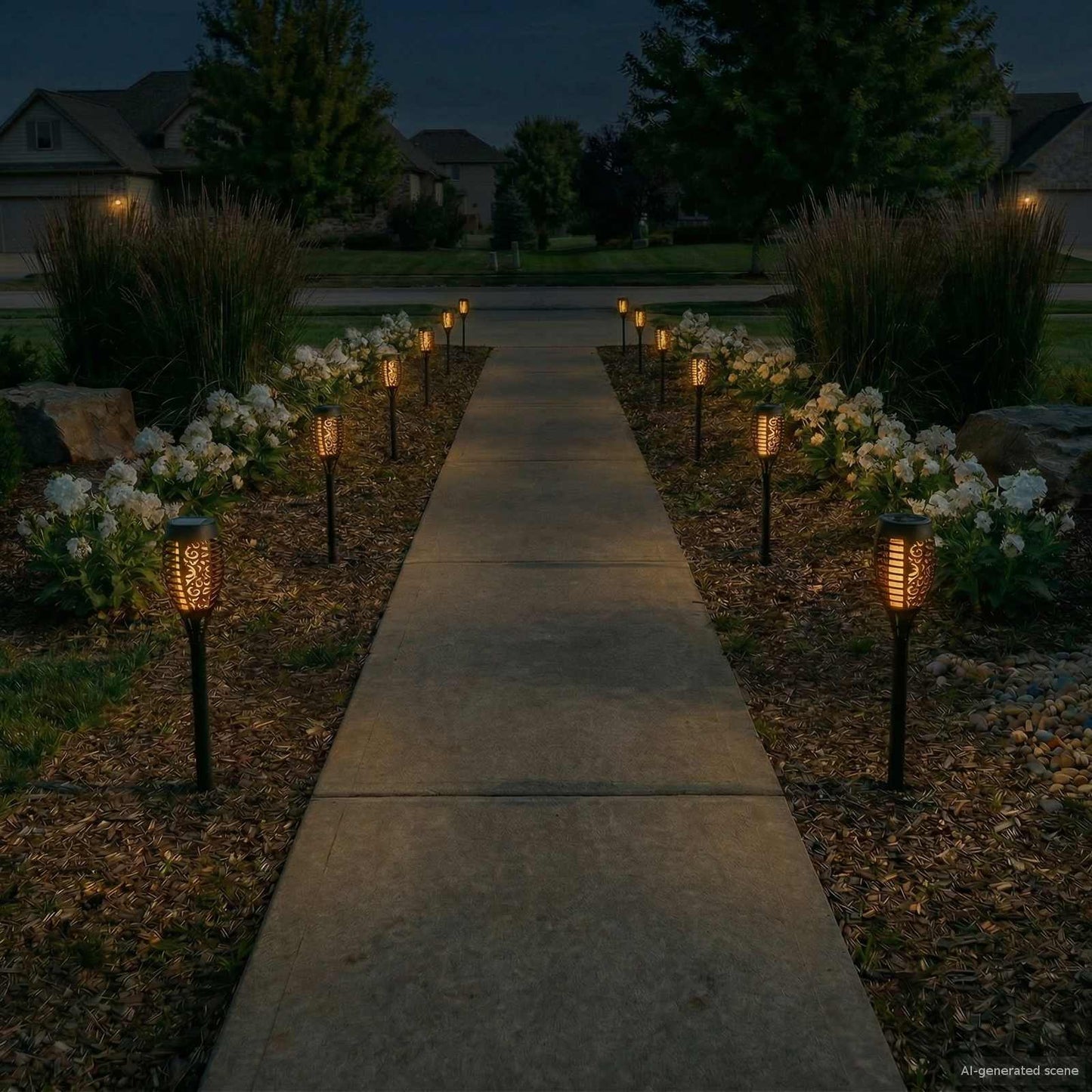 Outdoor Solar Lights with Ground Spike 12 pcs Warm White ABS