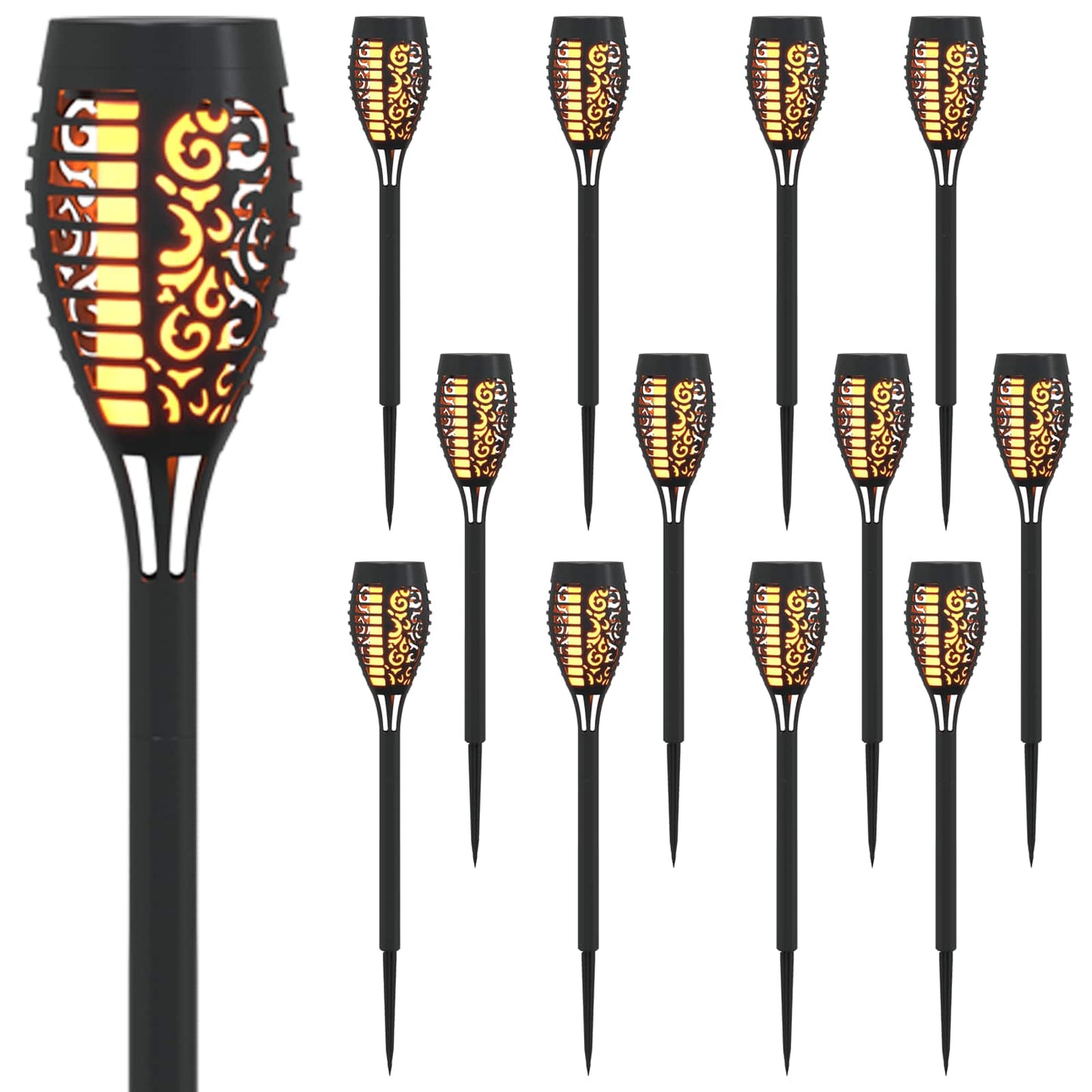 Outdoor Solar Lights with Ground Spike 12 pcs Warm White ABS
