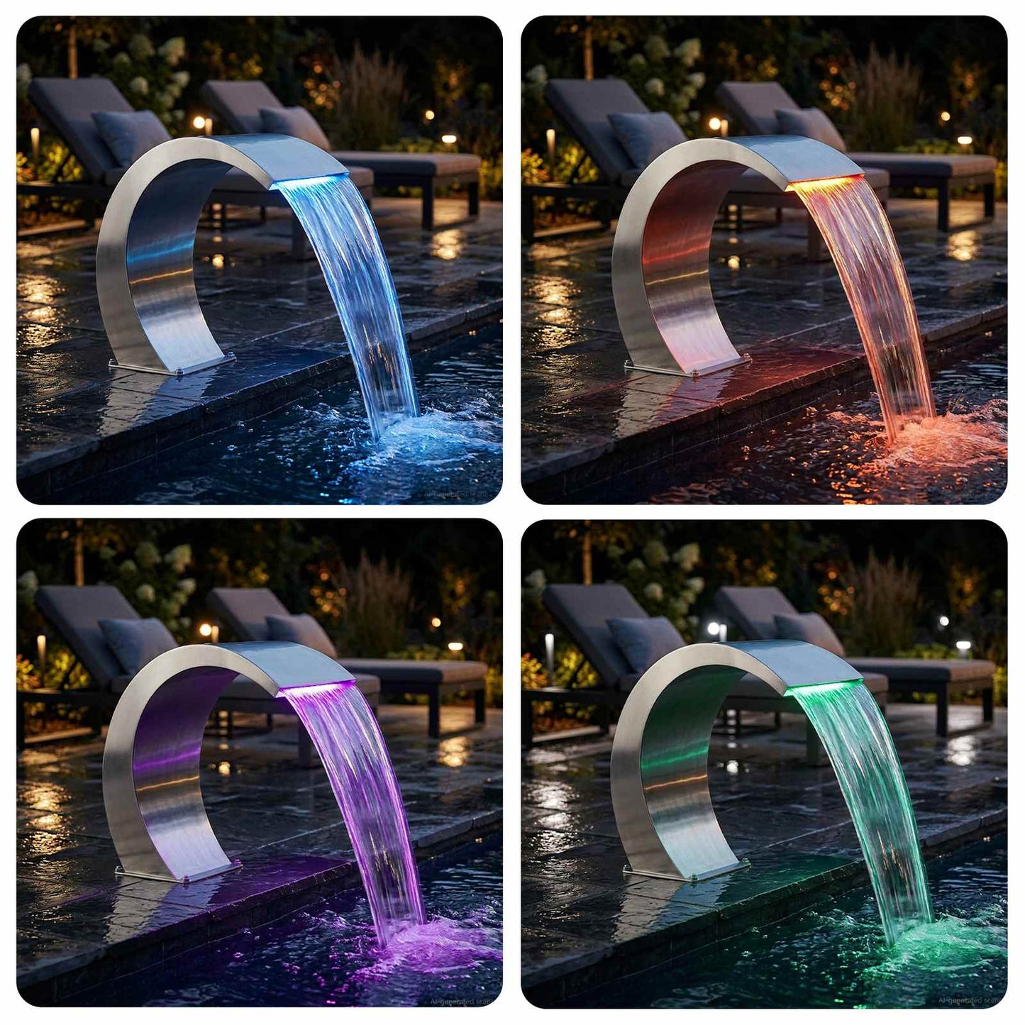 Pool Fountain Silver 61 x 30 x 71 cm Stainless Steel