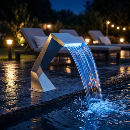 Pool Waterfall Stainless Steel 63.5 x 29 x 51 cm Silver