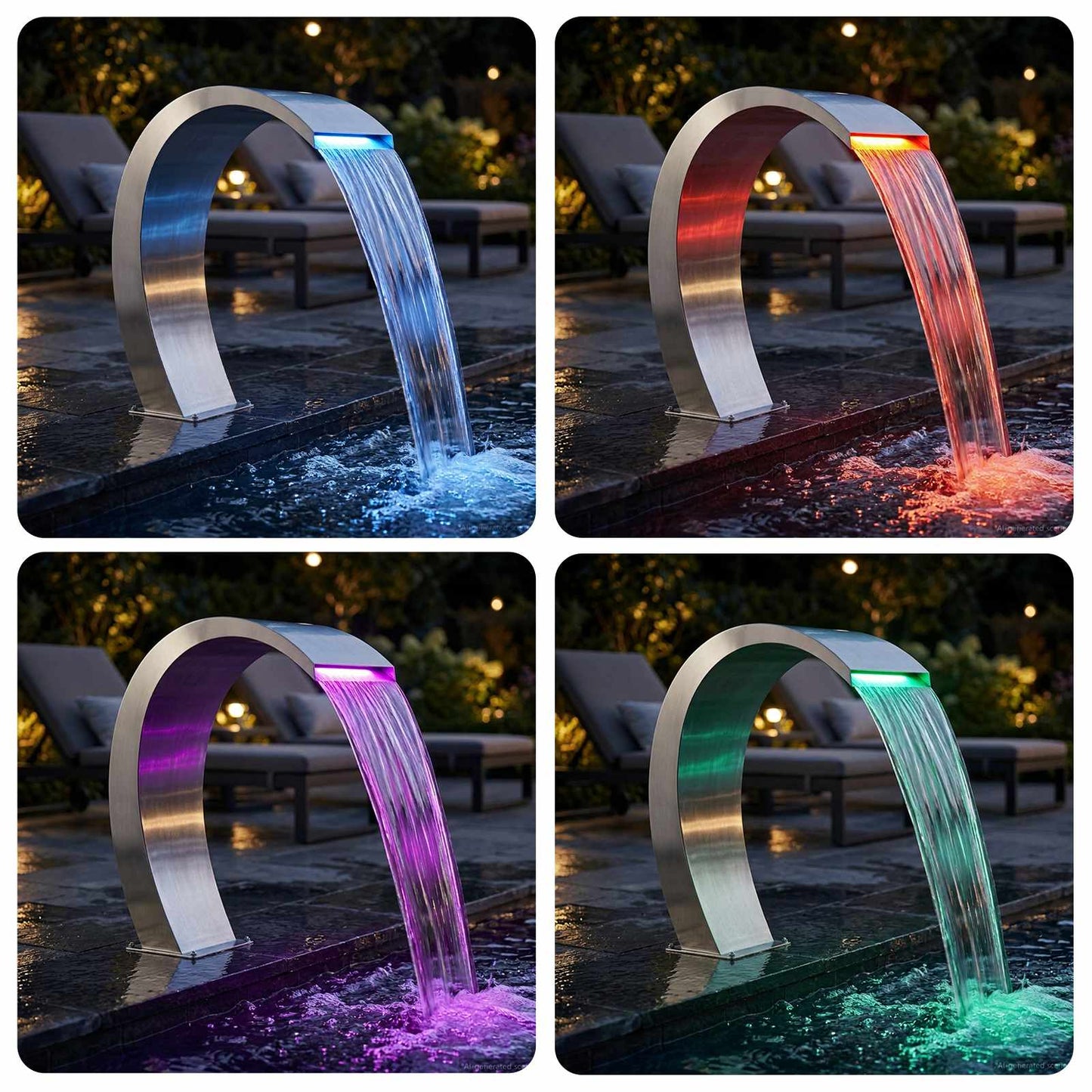 Pool Fountain Silver 60 x 30 x 70 cm Stainless Steel