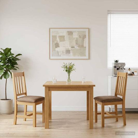 Dining Chair VENLO 2 pcs Solid Oak Wood Natural and Grey
