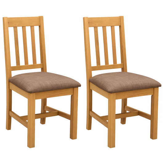 Dining Chair VENLO 2 pcs Solid Oak Wood Natural and Grey