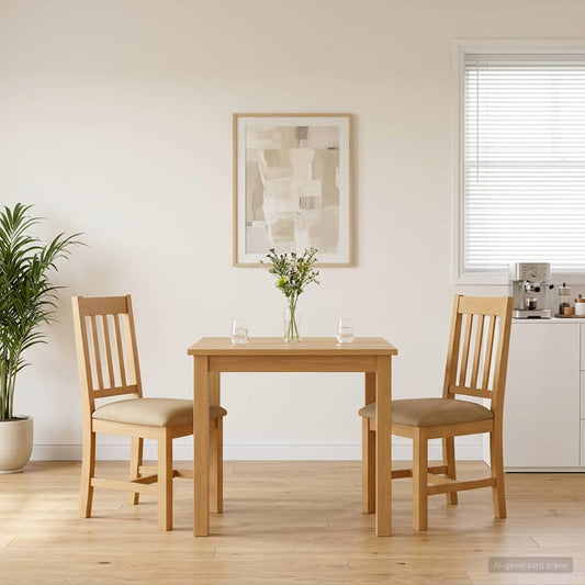 Dining Chair VENLO 2 pcs Solid Oak Wood Beige 45 x 53 x 92 cm
