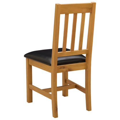 Dining Chair VENLO 2 pcs Solid Oak Wood Black 45 x 53 x 92 cm