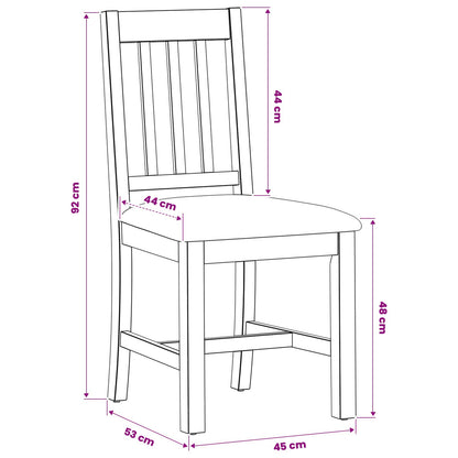 Dining Chair VENLO 2 pcs Solid Oak Wood Black 45 x 53 x 92 cm