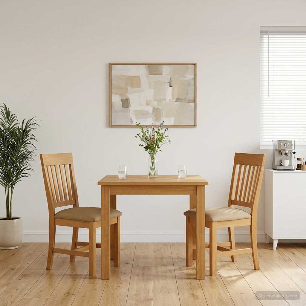 Dining Chair 2 pcs Solid Oak Wood Beige 45 x 59 x 92 cm