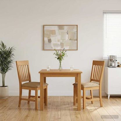 Dining Chair 2 pcs Solid Oak Wood Beige 45 x 59 x 92 cm
