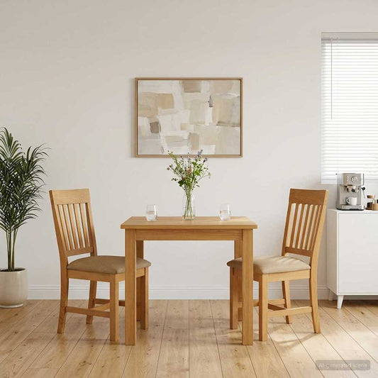 Dining Chair 2 pcs Solid Oak Wood Beige 45 x 59 x 92 cm