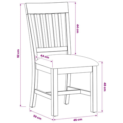 Dining Chair 2 pcs Solid Oak Wood Beige 45 x 59 x 92 cm