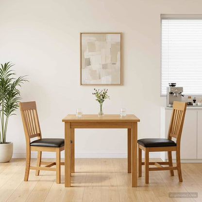 Dining Chair 2 pcs Solid Oak Wood Black 45 x 59 x 92 cm