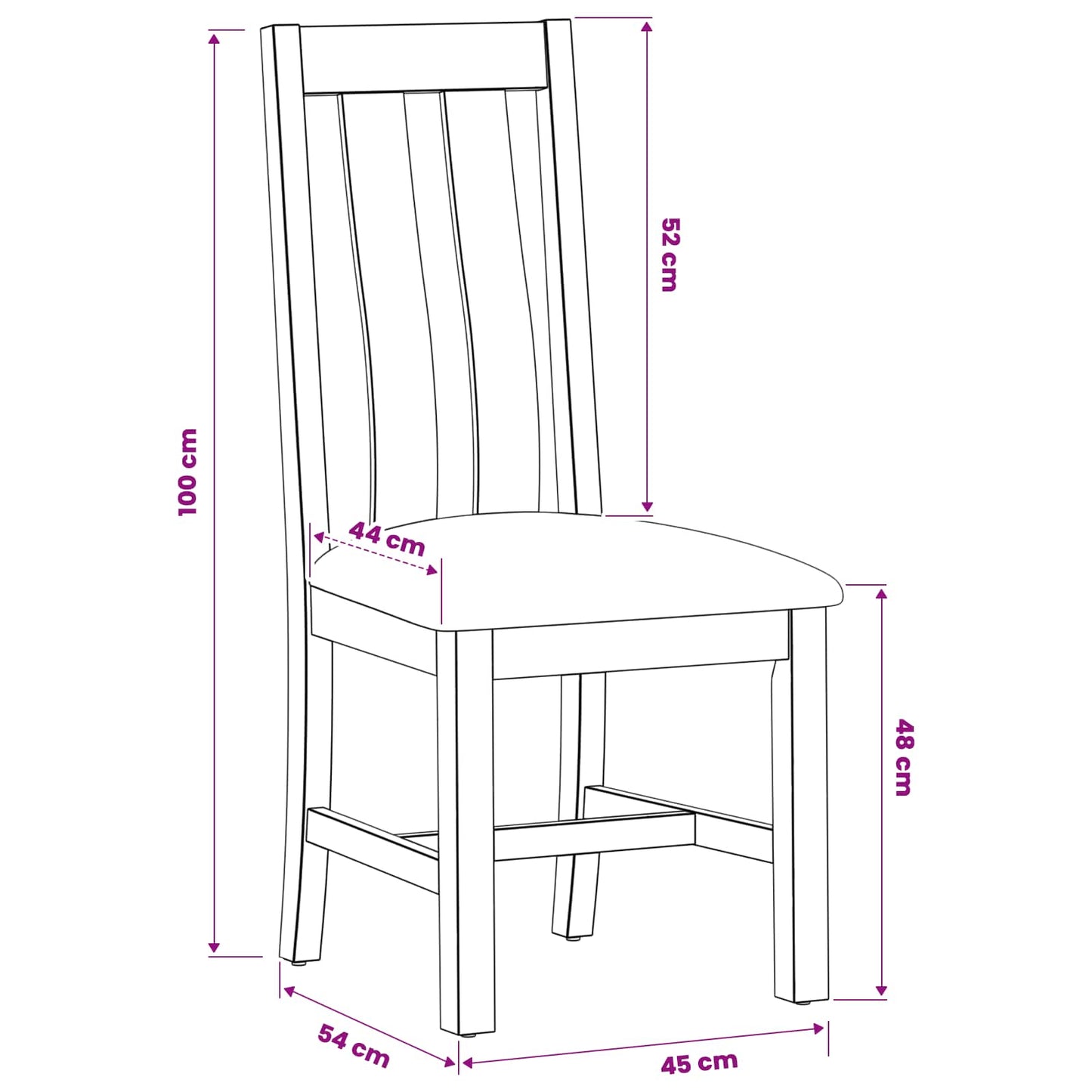 Dining Chair 2 pcs Solid Oak Wood Grey 45 x 54 x 100 cm
