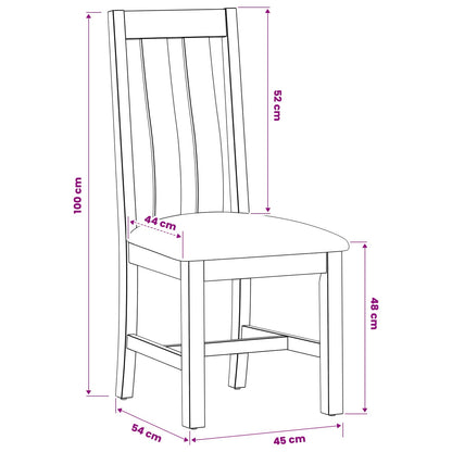 Dining Chair 2 pcs Solid Oak Wood Grey 45 x 54 x 100 cm