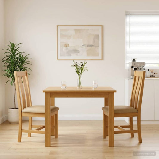 Dining Chair 2 pcs Solid Oak Wood Beige 45 x 54 x 100 cm