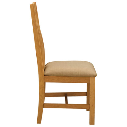 Dining Chair 2 pcs Solid Oak Wood Beige 45 x 54 x 100 cm