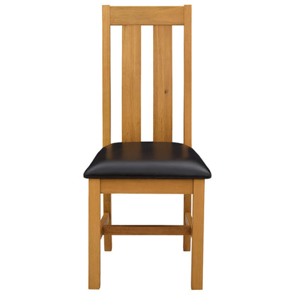 Dining Chair 2 pcs Solid Oak Wood Black 45 x 54 x 100 cm