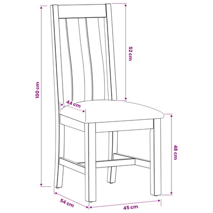 Dining Chair 2 pcs Solid Oak Wood Black 45 x 54 x 100 cm