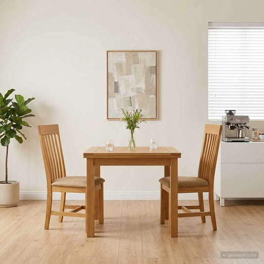 Dining Chair 2 pcs Solid Oak Wood Beige 45 x 59.5 x 100 cm