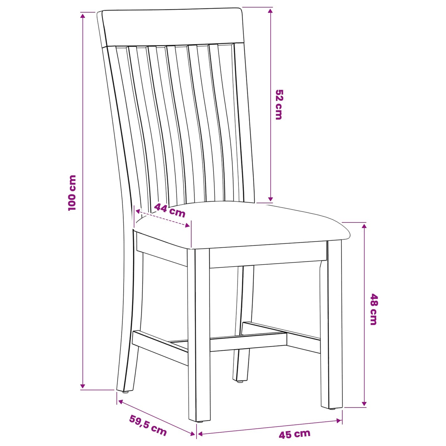 Dining Chair 2 pcs Solid Oak Wood Beige 45 x 59.5 x 100 cm