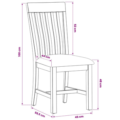 Dining Chair 2 pcs Solid Oak Wood Beige 45 x 59.5 x 100 cm
