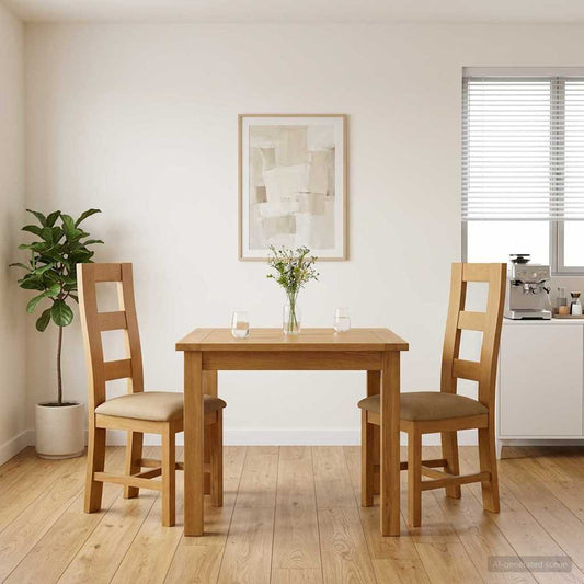 Dining Chair 2 pcs Solid Oak Wood Beige 45 x 51 x 105 cm