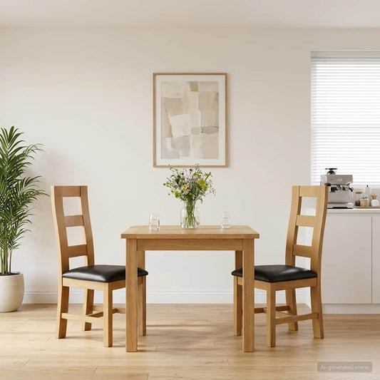 Dining Chair 2 pcs Solid Oak Wood Black 45 x 51 x 105 cm