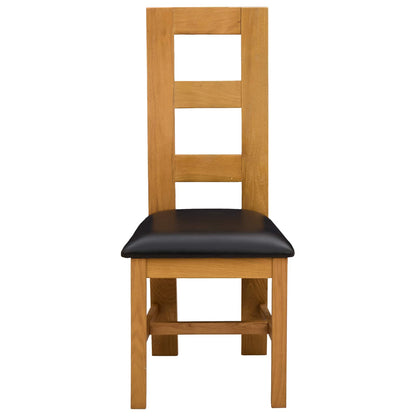 Dining Chair 2 pcs Solid Oak Wood Black 45 x 51 x 105 cm