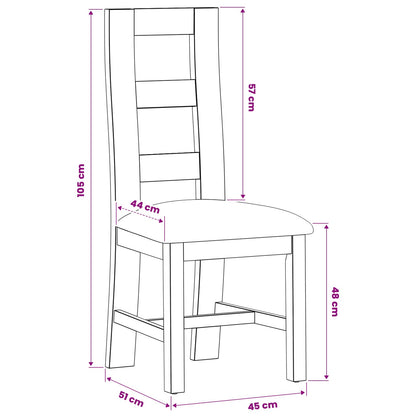 Dining Chair 2 pcs Solid Oak Wood Black 45 x 51 x 105 cm