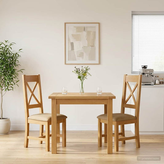 Dining Chair 2 pcs Solid Oak Wood Beige 45 x 54 x 105 cm