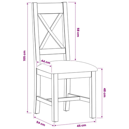 Dining Chair 2 pcs Solid Oak Wood Beige 45 x 54 x 105 cm