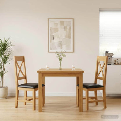 Dining Chair 2 pcs Solid Oak Wood Black 45 x 54 x 105 cm