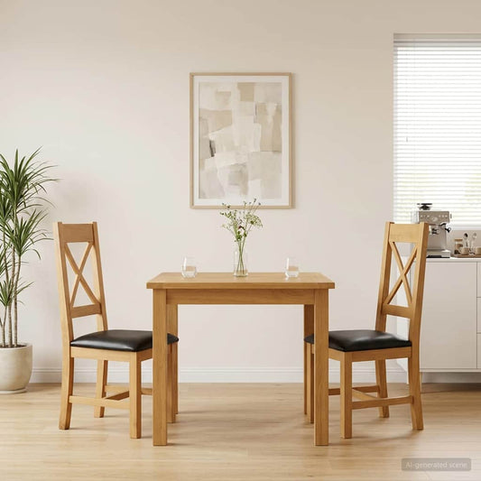 Dining Chair 2 pcs Solid Oak Wood Black 45 x 54 x 105 cm