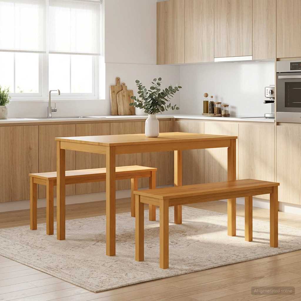 Dining Bench 95 x 32 x 45 cm Solid Oak Wood Natural