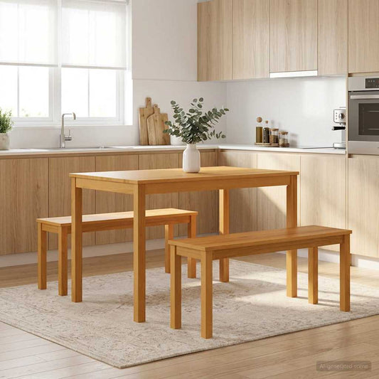 Dining Bench 95 x 32 x 45 cm Solid Oak Wood Natural