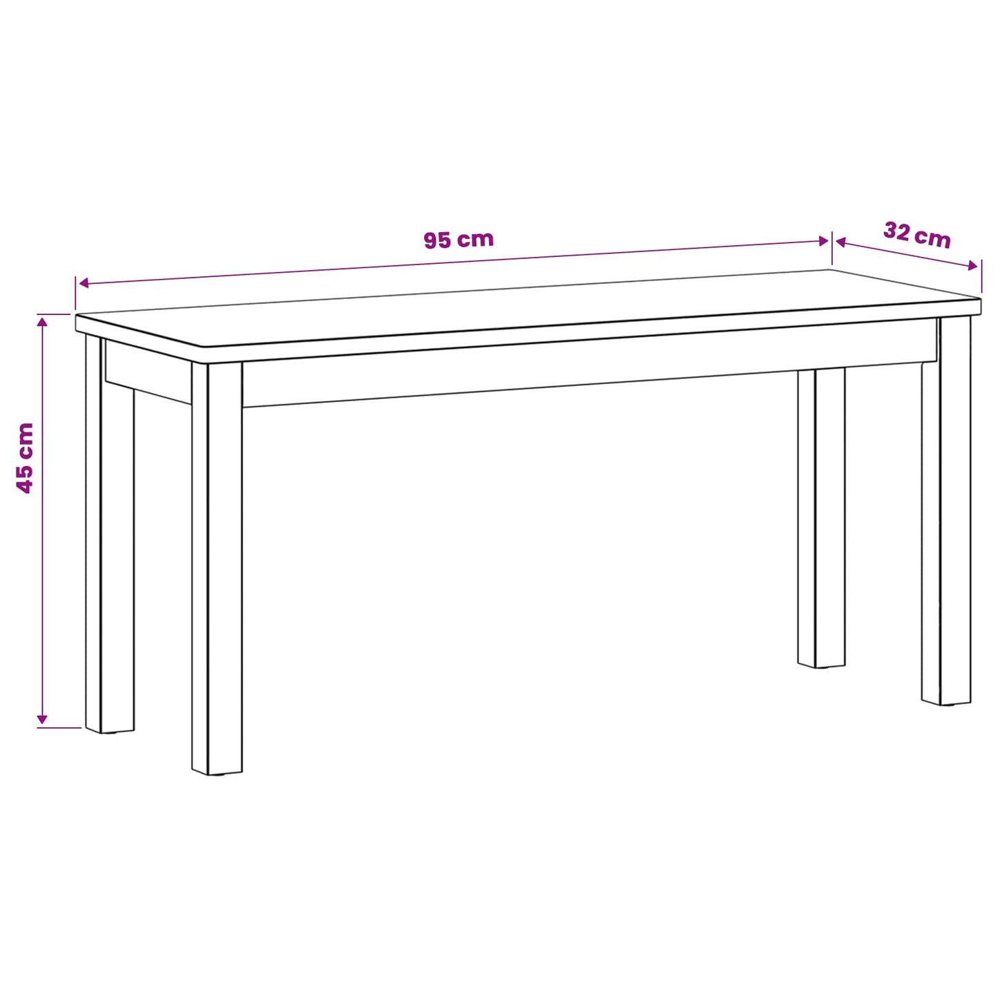 Dining Bench 95 x 32 x 45 cm Solid Oak Wood Natural