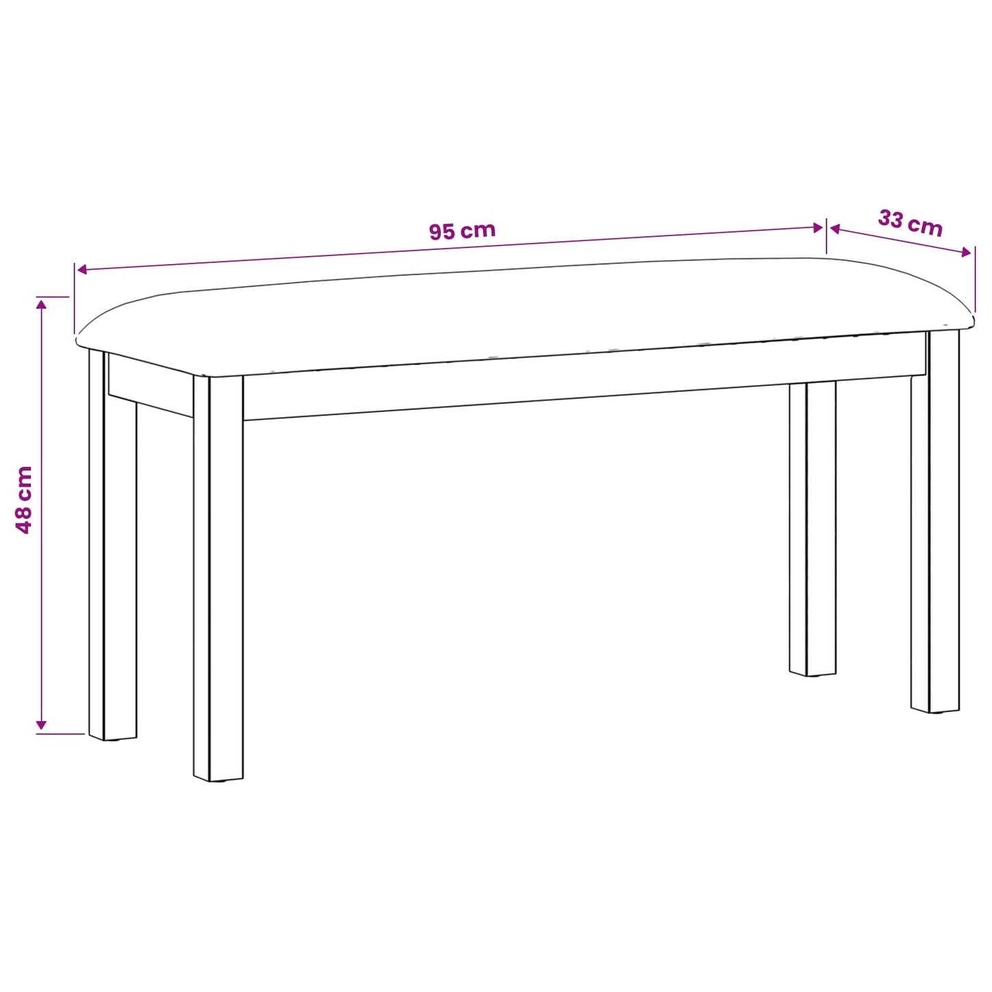 Dining Bench 95 x 32 x 45 cm Solid Oak Wood Grey