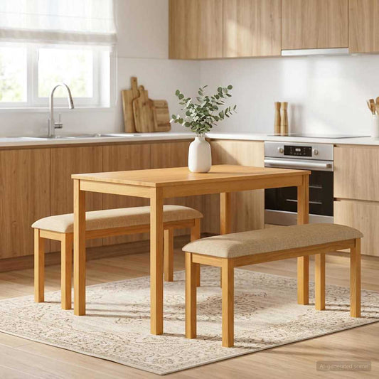 Dining Bench 95 x 32 x 45 cm Solid Oak Wood Beige