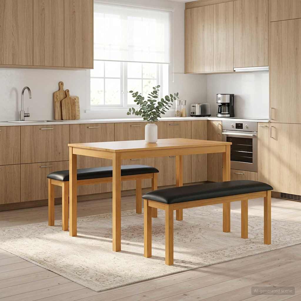 Dining Bench 95 x 32 x 45 cm Solid Oak Wood Black