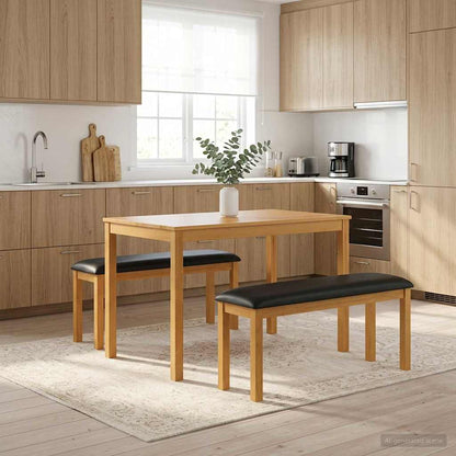 Dining Bench 95 x 32 x 45 cm Solid Oak Wood Black