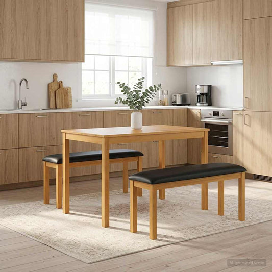 Dining Bench 95 x 32 x 45 cm Solid Oak Wood Black