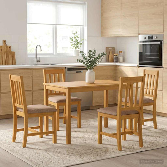Dining Table 110 x 75 x 75 cm Solid Oak Wood Natural