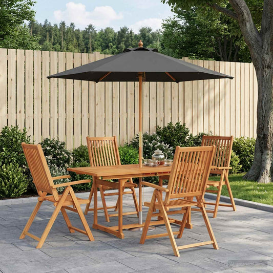 Outdoor Dining Set with Parasol 6 pcs 4-Seaters
