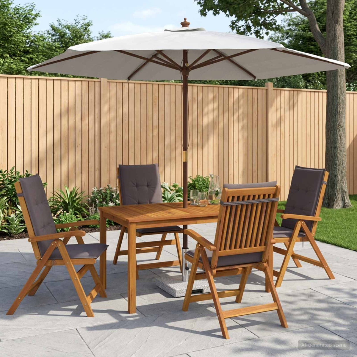 Outdoor Dining Set with Parasol 6 pcs 4-Seaters Anthracite