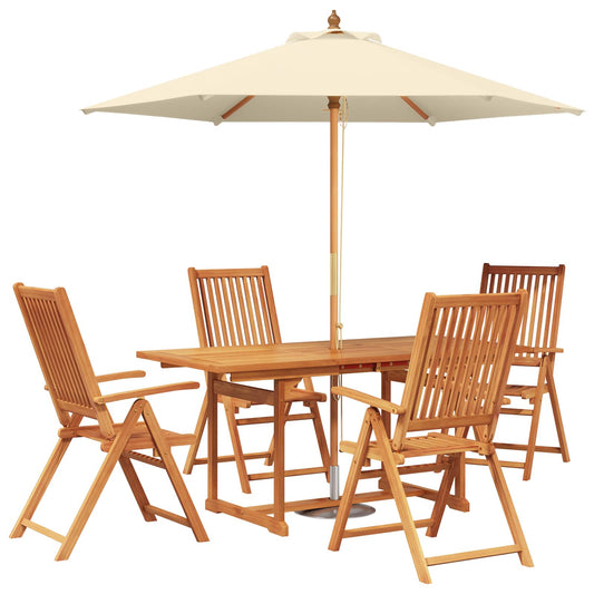 Outdoor Dining Set with Parasol 6 pcs 4-Seaters