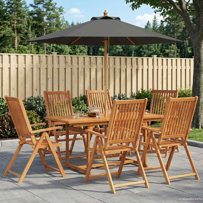Outdoor Dining Set with Parasol 8 pcs Anthracite and Natural