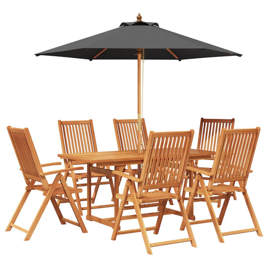 Outdoor Dining Set with Parasol 8 pcs 6-Seaters