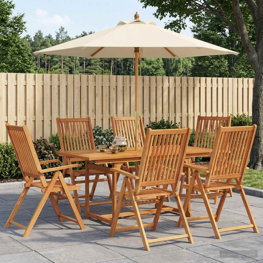 Outdoor Dining Set with Parasol 8 pcs 6-Seaters