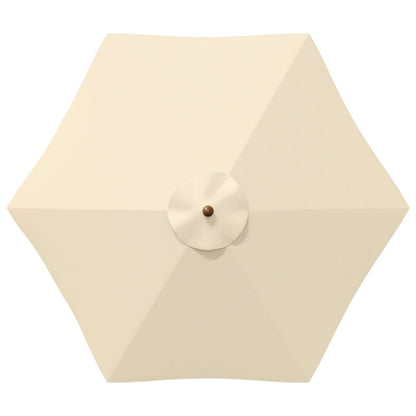 Outdoor Dining Set with Parasol 8 pcs Cream White and Natural