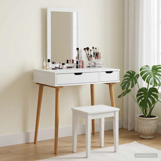 Dressing Table Set FAUSKE 2 pcs White 76 x 50 x 143 cm