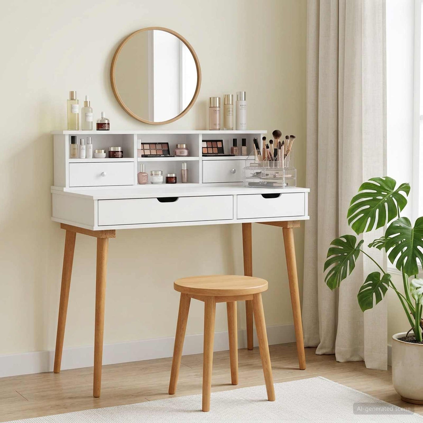 Dressing Table Set FAUSKE 2 pcs White 100 x 50 x 103.5 cm